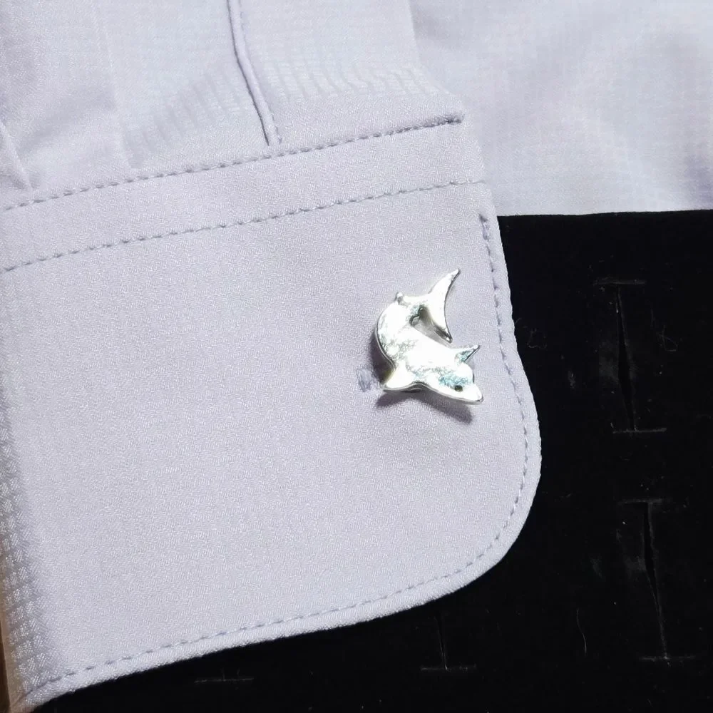 Dolphin Cufflinks Men’s Novelty French Cuff Silver Bullet Back Nautical Gift